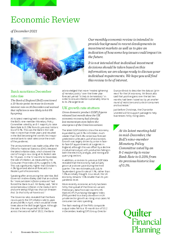 Economic Review of December 2021