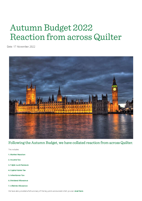 Autumn Budget 2022 Reaction from across Quilter